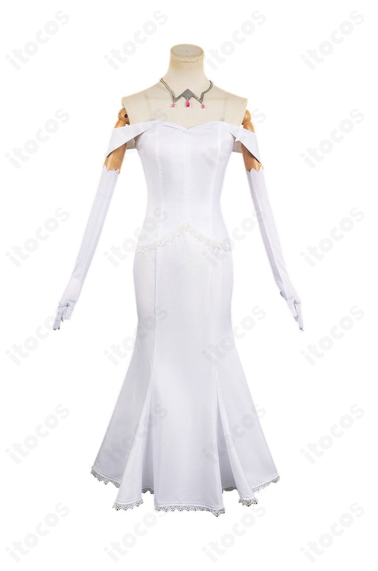 Re:ゼロから始める異世界生活 エミリアの白いワンピース衣装 正面全体。清楚なシルエットと装飾を高再現。
