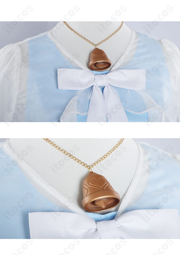 甘雨コスプレの白い蝶結びと襟周りのクローズアップ。装飾の質感と仕上がりを示すディテール画像。