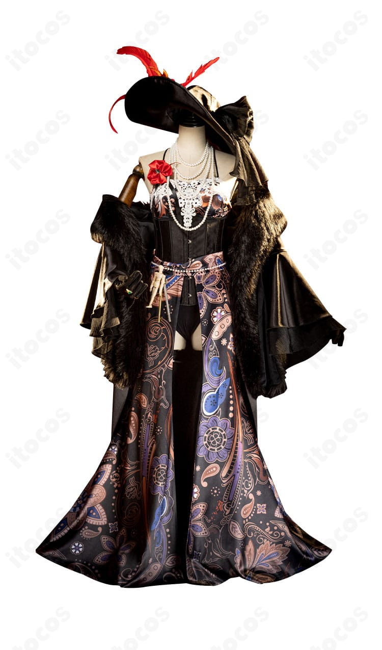 無期迷途 パール夫人コスプレ衣装の正面全体、コルセットと胸飾りの配置がわかる画像