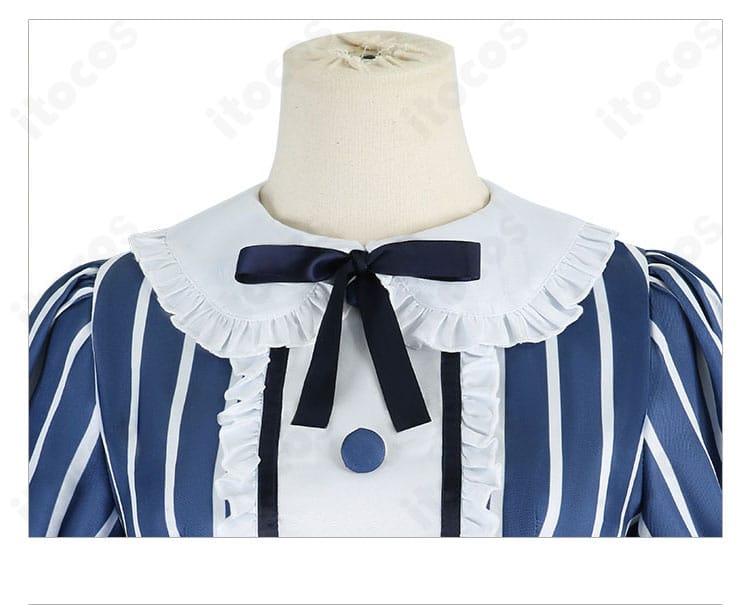 千代田莉々歌 メイド服 襟元ディテール。精緻な刺繍とリボンの配置で上品さを演出