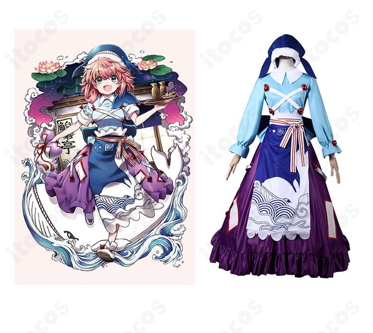 東方酔蝶華 奥野田美宵 コスプレ衣装のサイズ表。XS〜XXXLおよびオーダーメイド対応の寸法ガイドが確認できる画像。