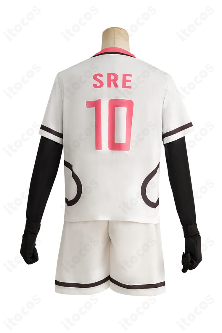 背面図。糸師冴U-20ユニフォームの背番号・背面配色とカッティングを詳細に示す写真