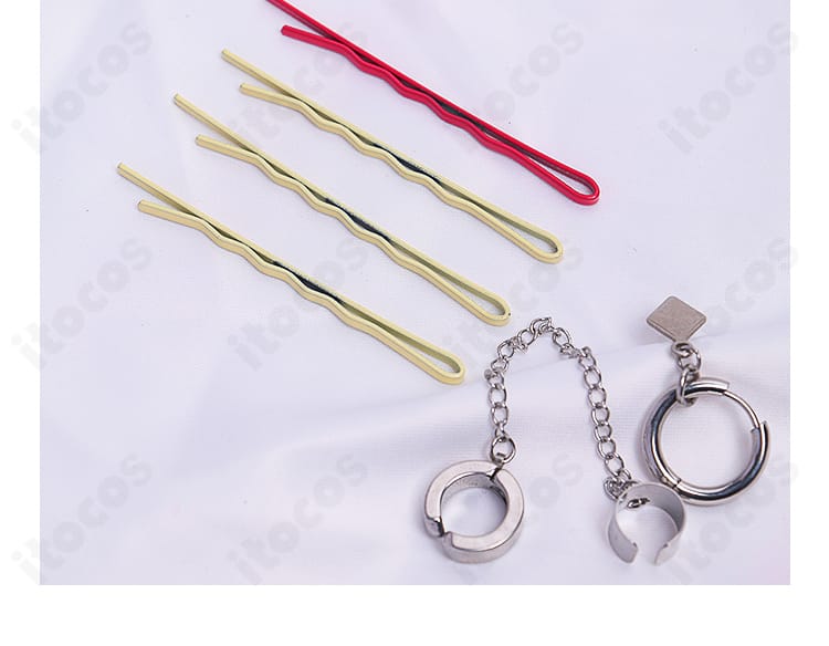 青柳冬弥のヘアピンと耳飾りなど小物一式。コーデのアクセントになるアクセサリー詳細画像