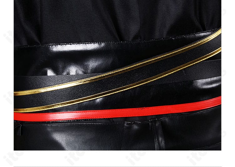 無期迷途 ドナルド コスプレ衣装の腰装飾。ベルトレイヤーとコートの重なりを示す部分アップ。