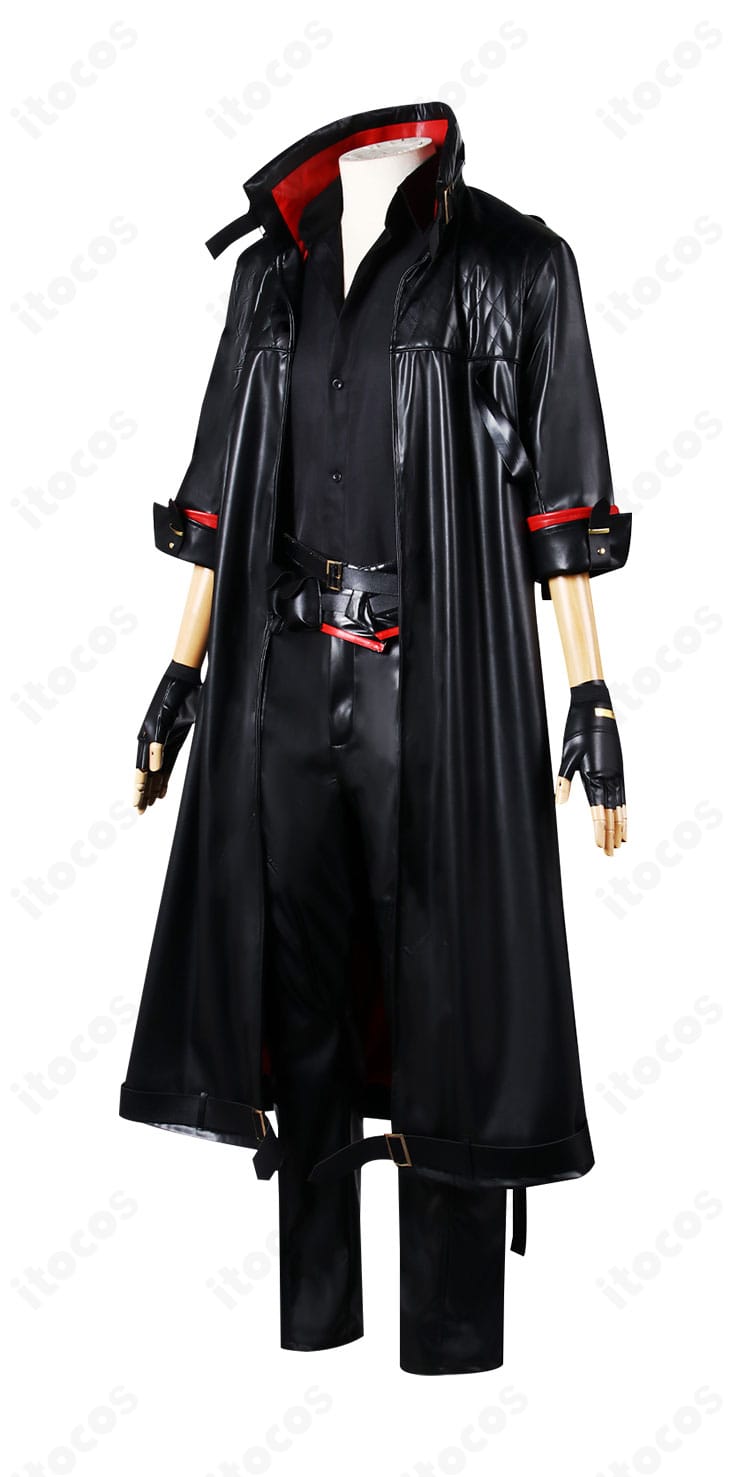 無期迷途 ドナルド コスプレ衣装の側面。コートのシルエット、袖口装飾、コルセットベルトの厚みを確認できる。