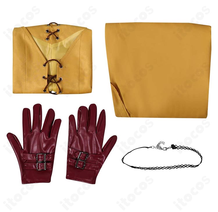 エアリス・ゲインズブール コスプレ衣装 手袋ディテール｜生地の質感と装飾のアップ