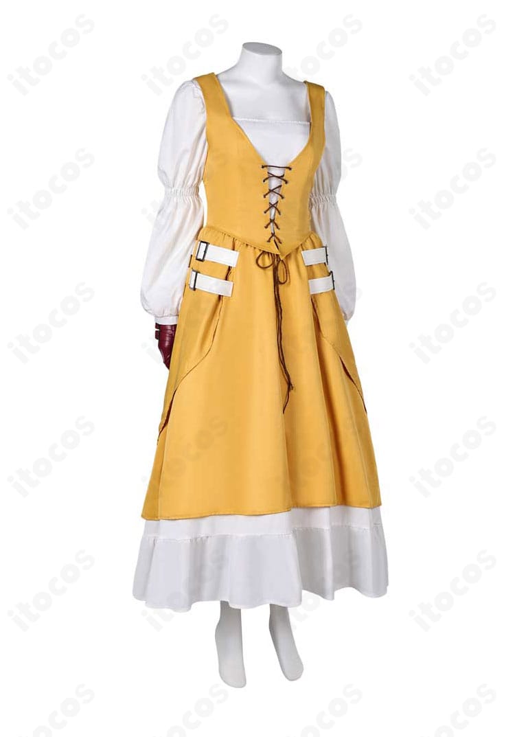 ファイナルファンタジーVII エアリス・ゲインズブール コスプレ衣装 右側面｜シルエットの流れとスカートの落ち感