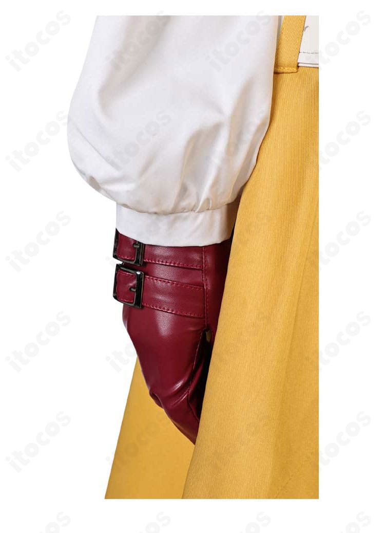 エアリス・ゲインズブール コスプレ衣装 ウエストベルト装飾ディテール｜金具とステッチのリアルな仕上げ