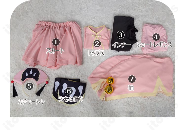 木之本桜 コスプレ衣装 7点セット内容一覧 カチューシャ等の付属品を確認