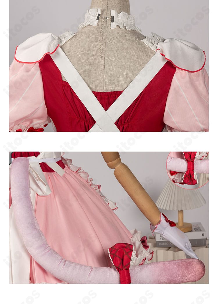 衣装背面の装飾クローズアップ。大きめリボンと装飾のレイヤーが分かる画像。