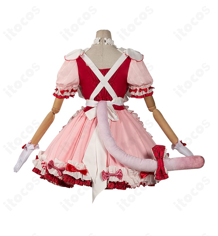 アークナイツ ゴールデングロー衣装の背面。リボンとスカートの広がり、装飾配置が確認できる写真。