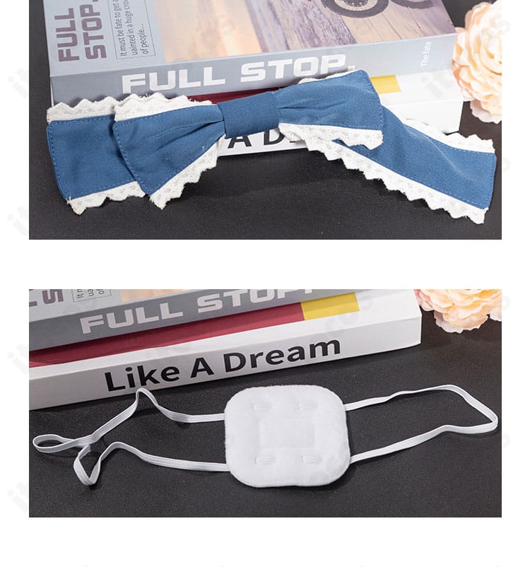 小鳥遊六花の髪飾りと眼帯のアップ。精巧な仕立てと装着イメージが分かる画像