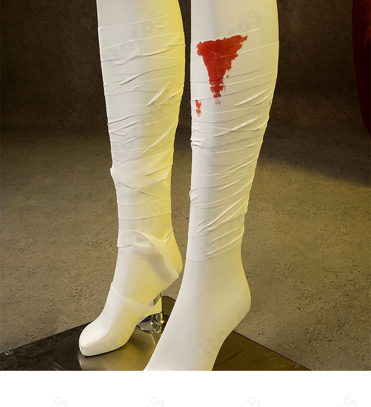 太腿部の包帯パーツの見え方と巻き方を示したディテール画像