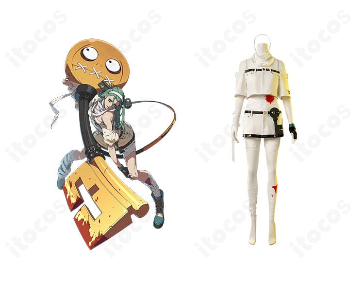 商品正面。GUILTY GEAR -STRIVE-のA.B.A衣装フルセットを前面から撮影し、再現度の高さが分かる画像