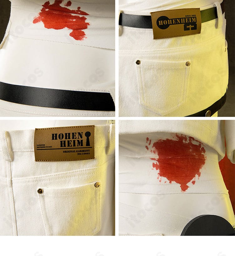 血色のグラフィティ風プリントやアイコン装飾を見せる個性的デザインのディテール画像