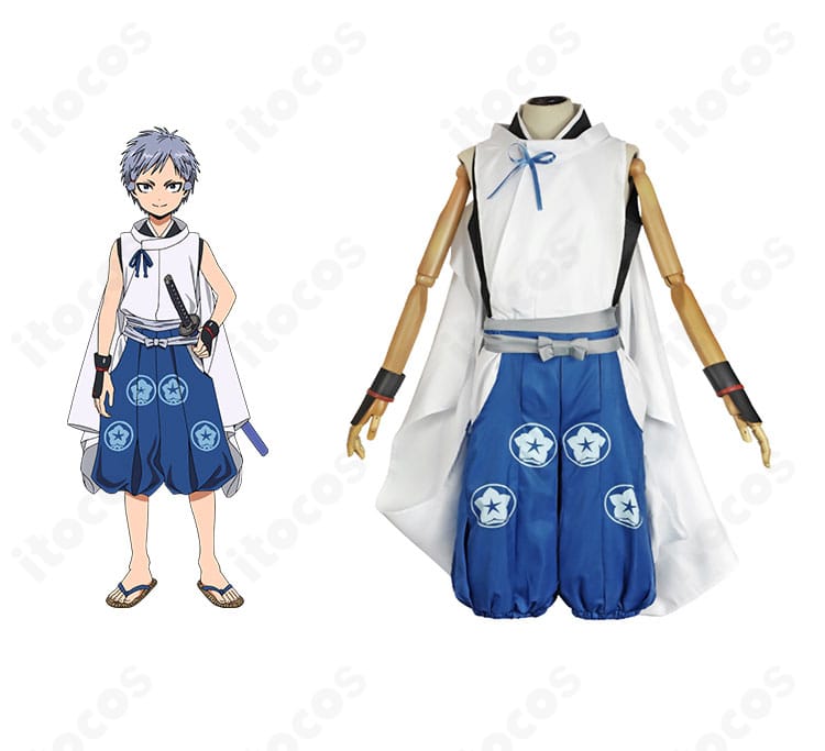 弧次郎のコスプレ衣装・正面一式。和装トップスと帯、篭手の質感が分かる高再現イメージ。