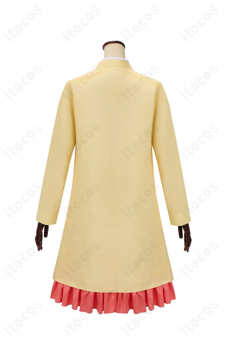 空崎ヒナ コスプレ衣装の背面。背中の切り替えと裾の仕上げが分かるショット。