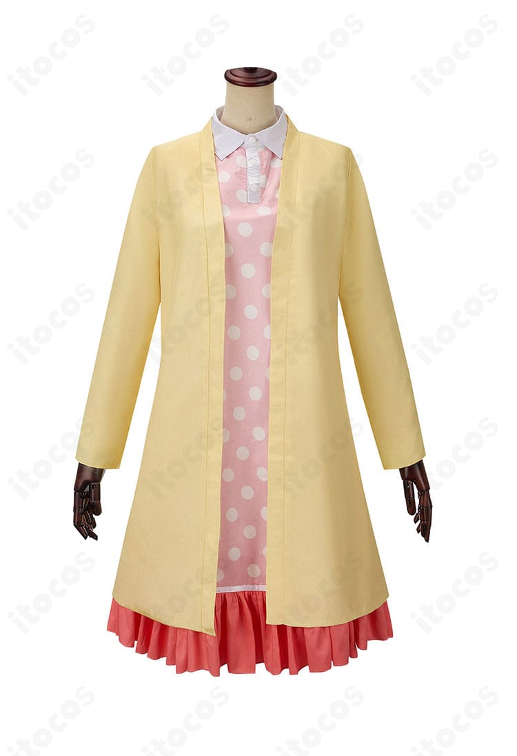 空崎ヒナ パジャマ衣装の正面全体図。コートとワンピースのレイヤードが整ったシルエットで撮影映え。