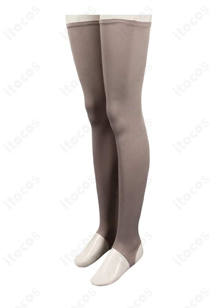 ダンダダン 綾瀬星子 コスプレ衣装のパンスト（付属靴下）側面。脚線を整えるフィット感が分かる視点。