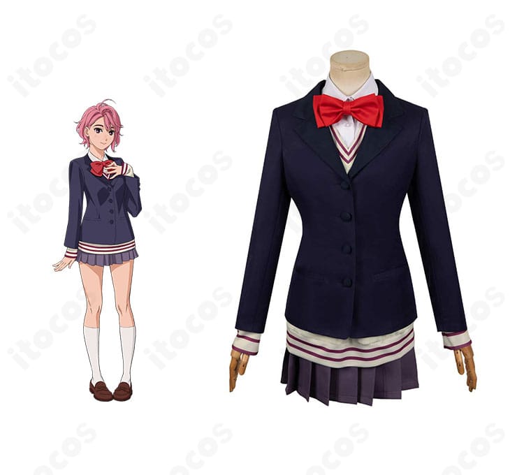 ダンダダン 白鳥愛羅の学園制服コスプレ衣装。全体のデザインを忠実再現したイメージ