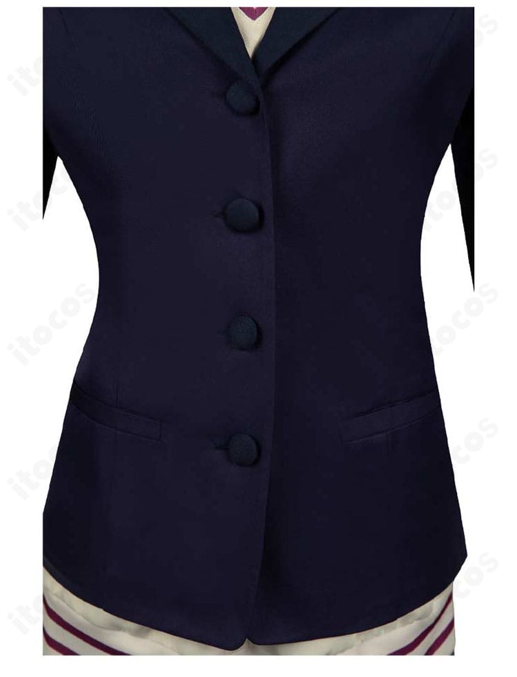 ダンダダン 白鳥愛羅コスプレ衣装の門襟ボタン装飾。細部の仕上げが分かるクローズアップ