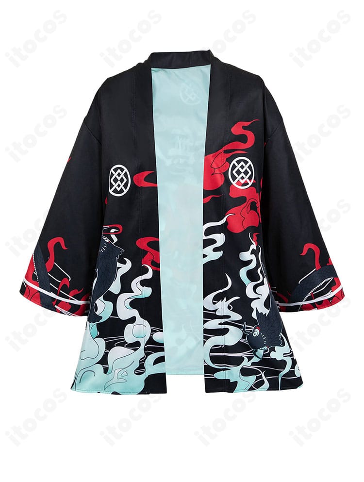 井芹仁菜ライブ衣装の正面ディテール。襟元から裾の切り替えや装飾の質感を強調した近接写真。