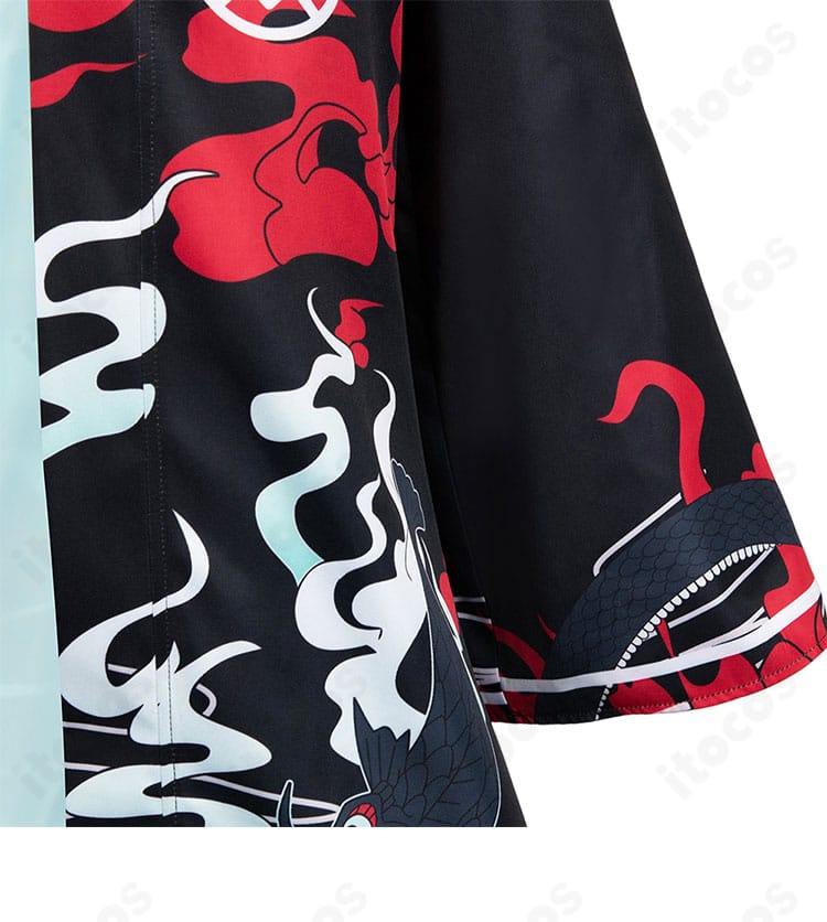 井芹仁菜ライブ衣装の左袖装飾。ライン配色と生地感が分かるディテールショット。