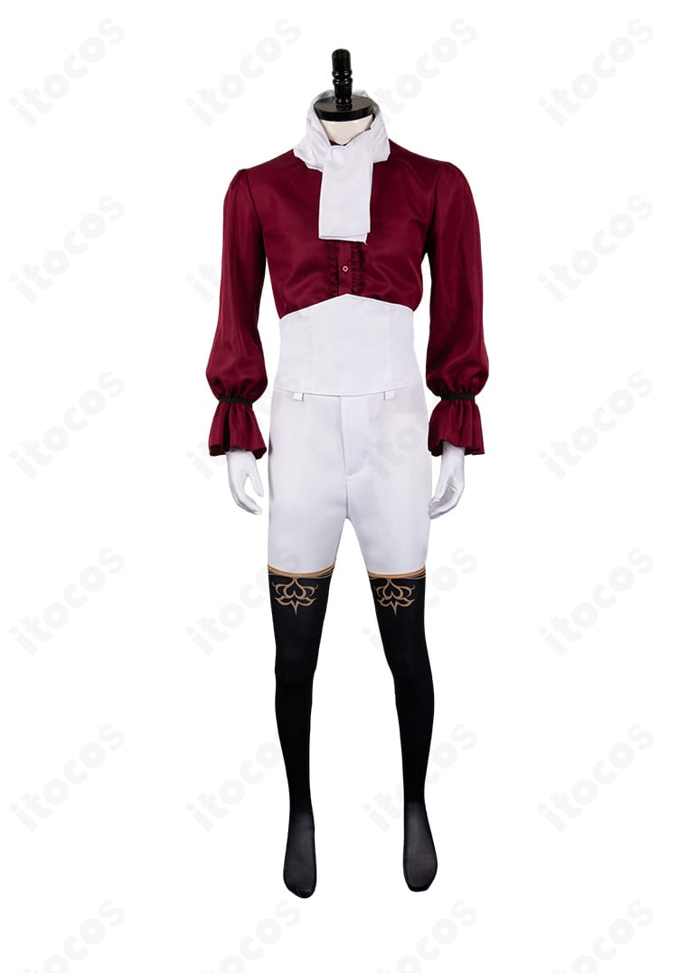 シャツディテール｜襟元から前立ての仕立てが見えるゲルハルト・フラ衣装のシャツ部分