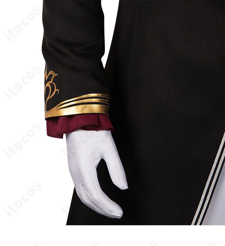 右袖ディテール｜カフスまわりの縫製と装飾を示すゲルハルト・フラ衣装