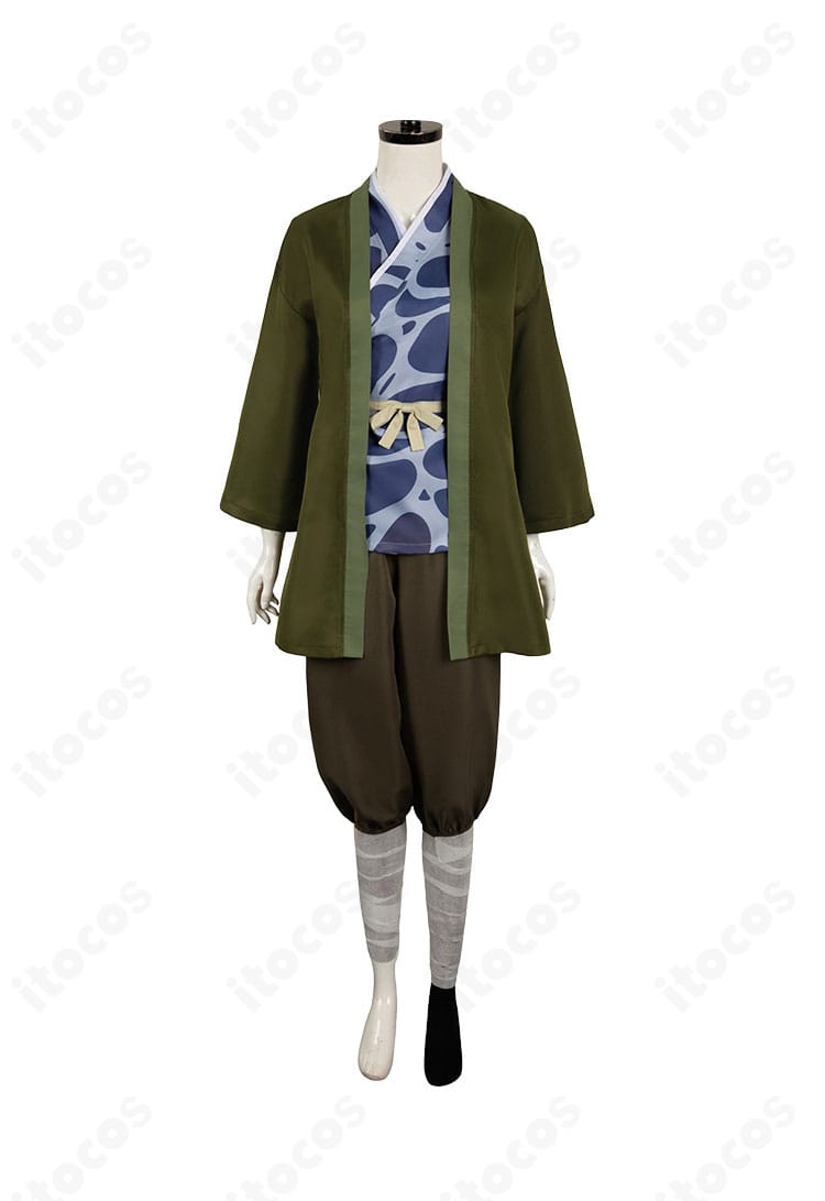 ダンジョン飯 イヅツミ コスプレ衣装 正面全身。襟元装飾と腰紐、尻尾まで再現した高再現デザイン