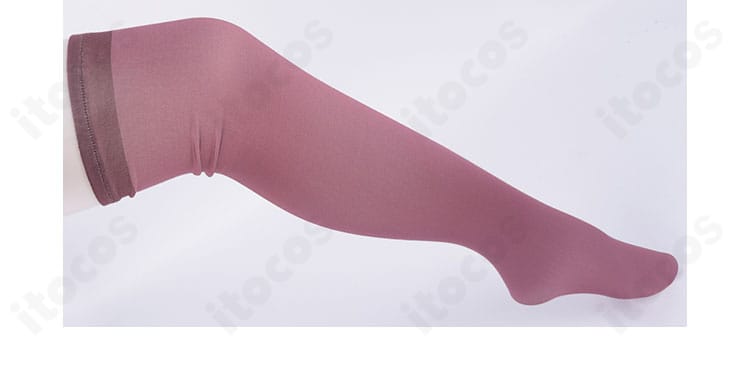 ゆんゆん コスプレ衣装 脚部ディテール。レースアップ風装飾とストッキングの組み合わせ例