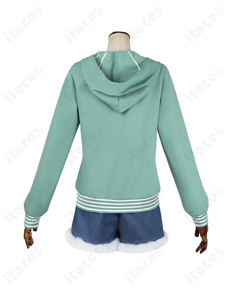 佐倉杏子 私服コスの背面。背中の切り替えラインと裾の広がり、髪飾りの後ろ見えを確認できる画像。