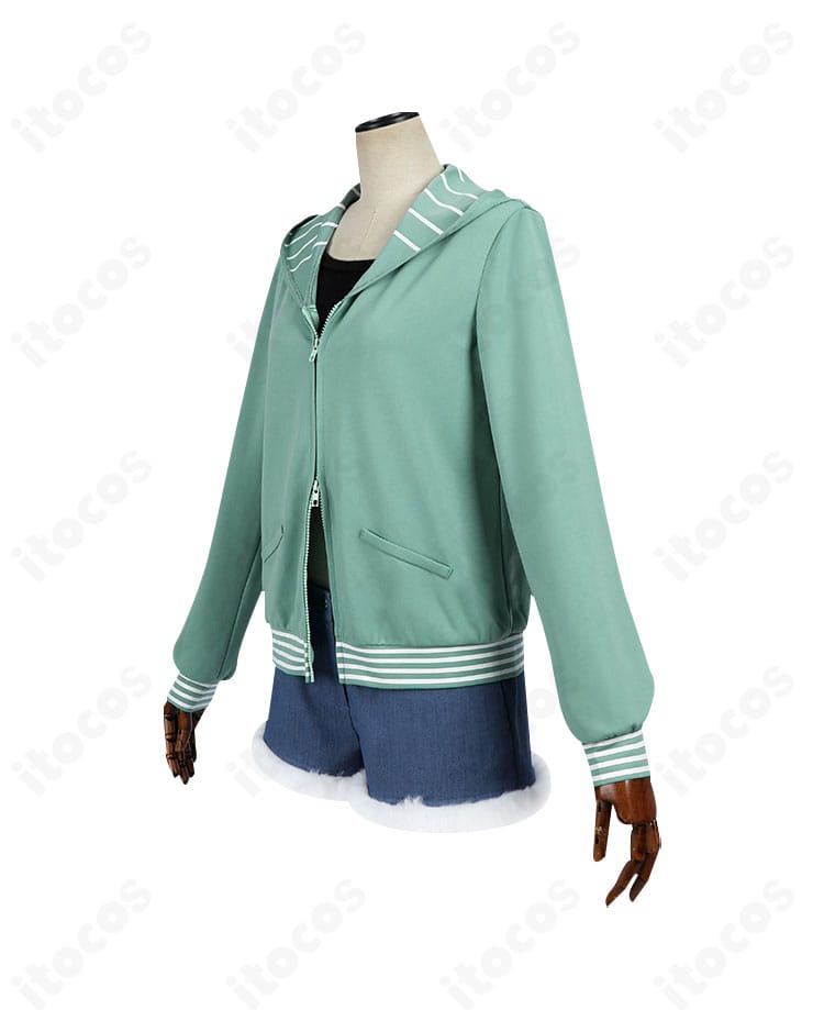 佐倉杏子 私服コスの左側面。袖口や裾のカット、レイヤードの重なりが見えるディテールカット。