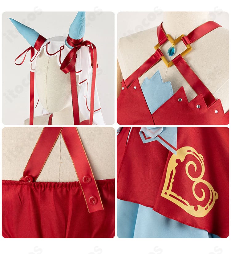 スティルインラブ 勝負服の髪飾りと襟元ディテール。象徴的なモチーフを丁寧に再現。