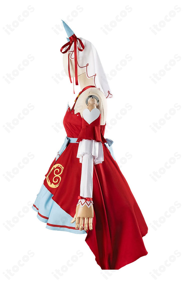 スティルインラブ 勝負服の左側装飾詳細。立体的な飾りと端処理の美しさを強調。