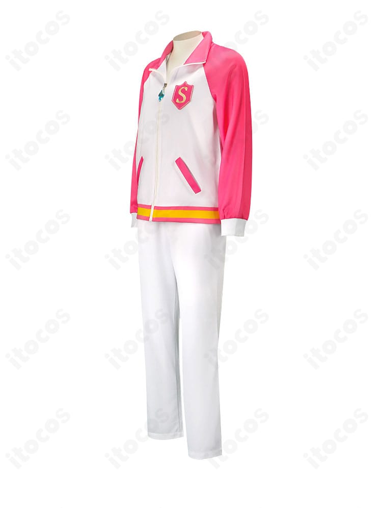 アイカツ！ スクールジャージ左側面。袖から裾にかけたサイドラインとシルエットを確認できる角度。