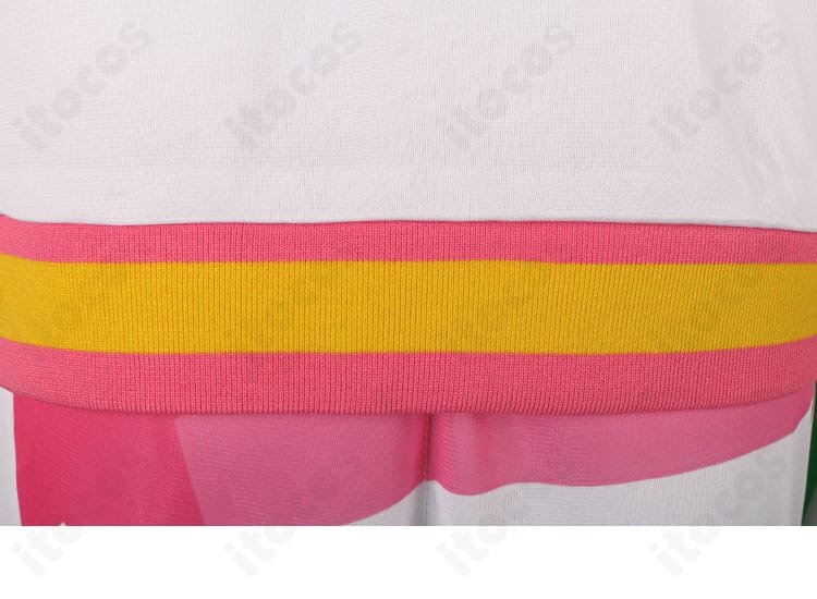 アイカツ！ スクールジャージ背面ディテール。刺繍と縫製の仕上がり、配色切替の精度を示すクローズアップ。