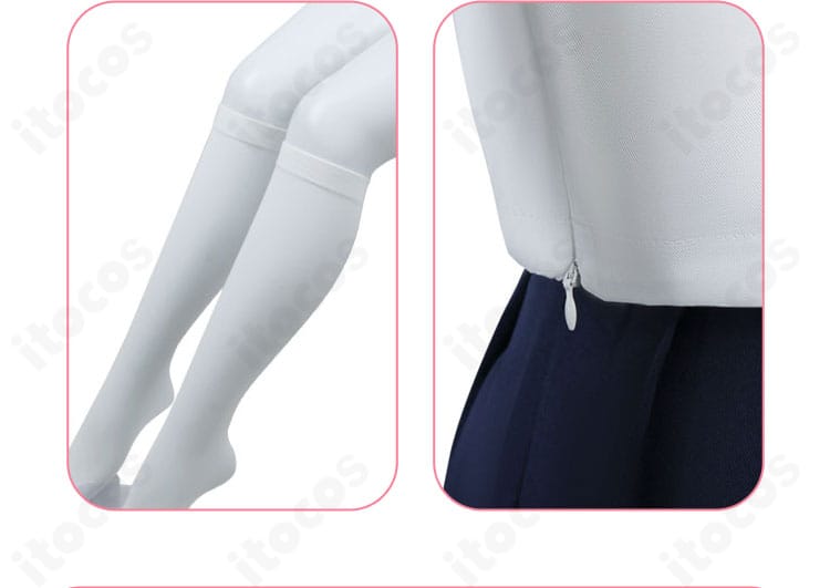 狸小路絹 コスプレ衣装の靴下ディテール。足元の衣鎖モチーフと配色のアクセント。