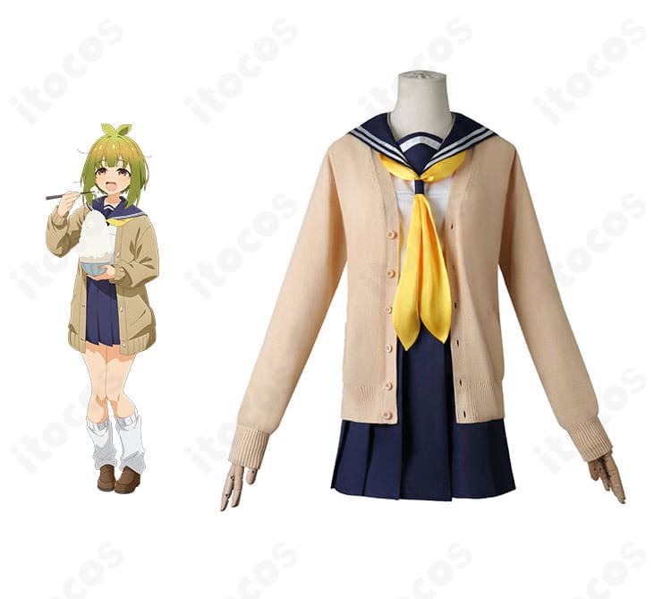 馬車芽めめのコスプレ衣装・正面全身。学園制服風シルエットを高再現したセットの着用イメージが分かります。