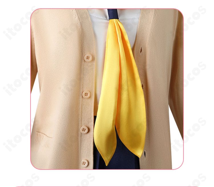 ネクタイ・リボン周りの装飾。襟元のアクセントがキャラクター性を引き立てる重要ポイントです。