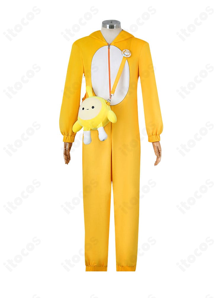 第五人格 幸運児のコスプレ衣装正面。ジャンプスーツ、胸飾り、メガネなど主要ディテールが分かる全身。