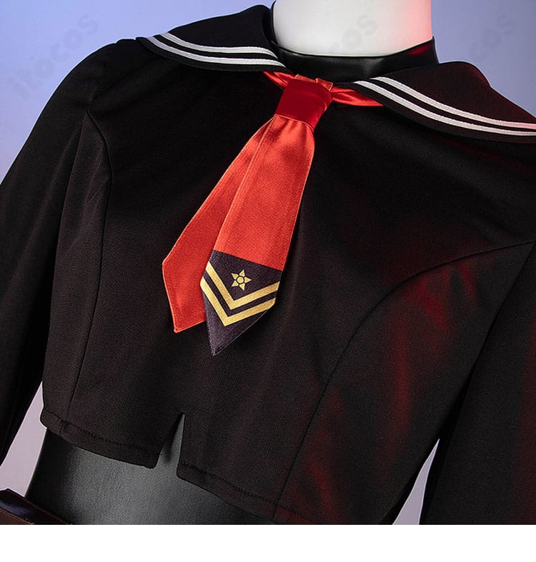 ウンファ コスプレ衣装 襟元の装飾細部。刺繍とリボン、ネクタイ結びの形が分かる画像。