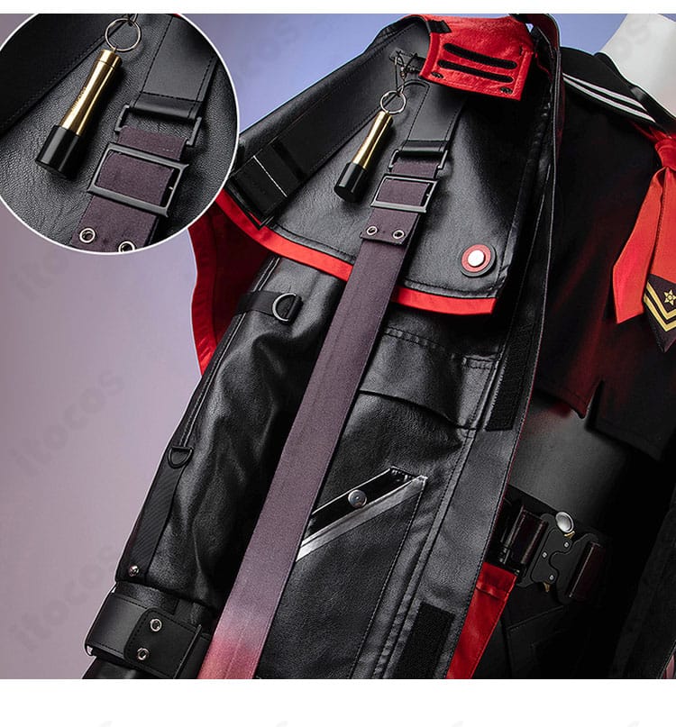 ウンファ コスプレ衣装 肩飾りディテール。金属調パーツと取り付け位置が分かるアップ画像。