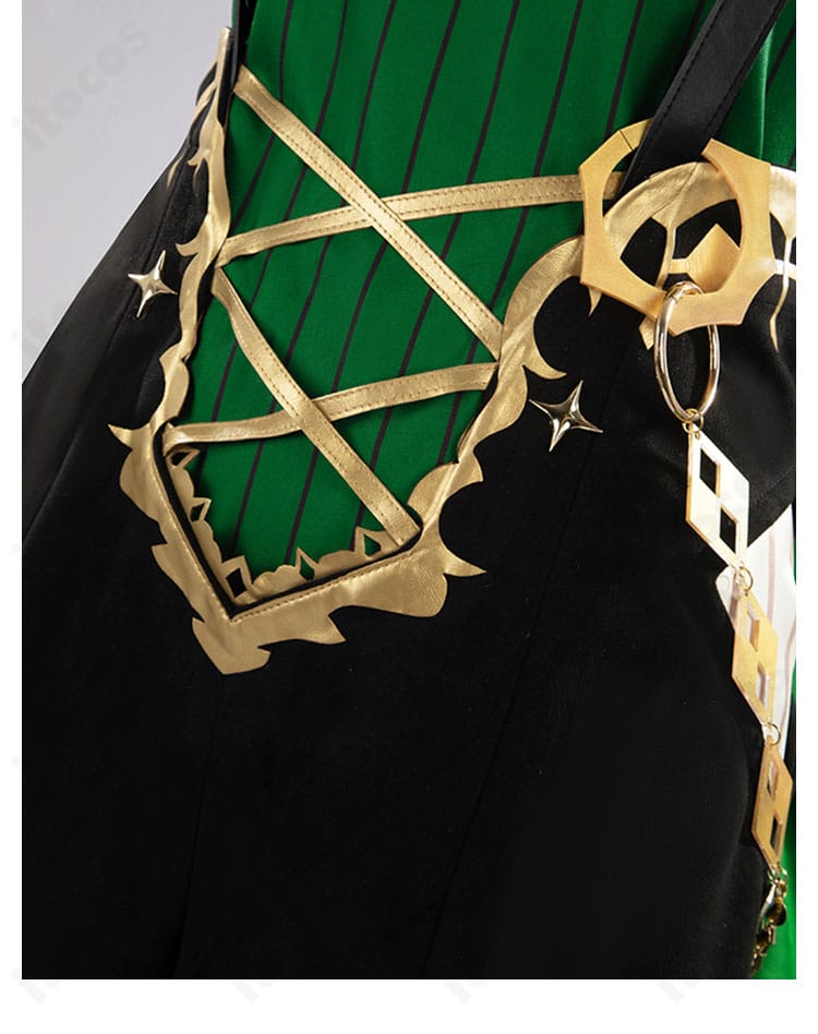 サトノクラウン衣装の腰部装飾詳細｜エンブレム風モチーフと金具の配置