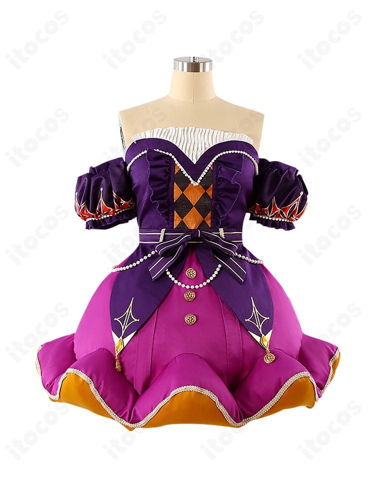 鳳えむ クイーン・オブ・ダイヤ衣装 スカート正面の装飾アップ。リボンと刺繍の細部表現。