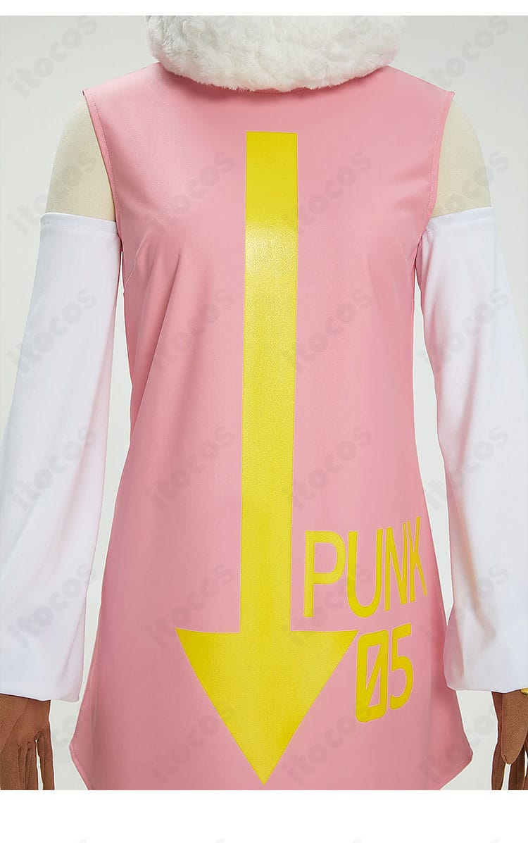 アトラス（PUNK-05 暴）コスプレ衣装の装飾ディテール。刺繍と縁取りの仕上げをクローズアップ。