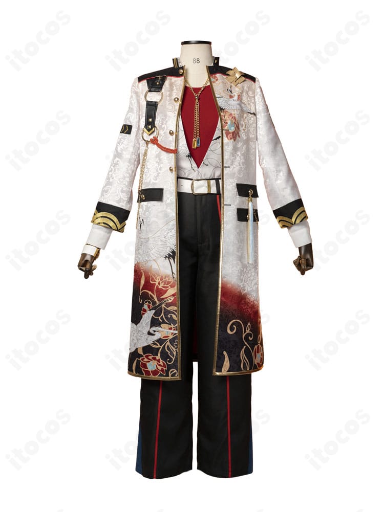 風早巽 宝相華衣装の正面全体。精緻な刺繍とシックなカラーリング、サイズ選択・オーダー対応のコートスタイル。