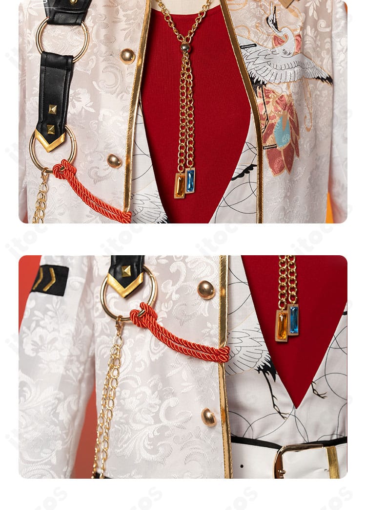 風早巽 宝相華衣装の襟元ディテール。襟の形状と装飾、宝相華モチーフの再現性を示すクローズアップ。