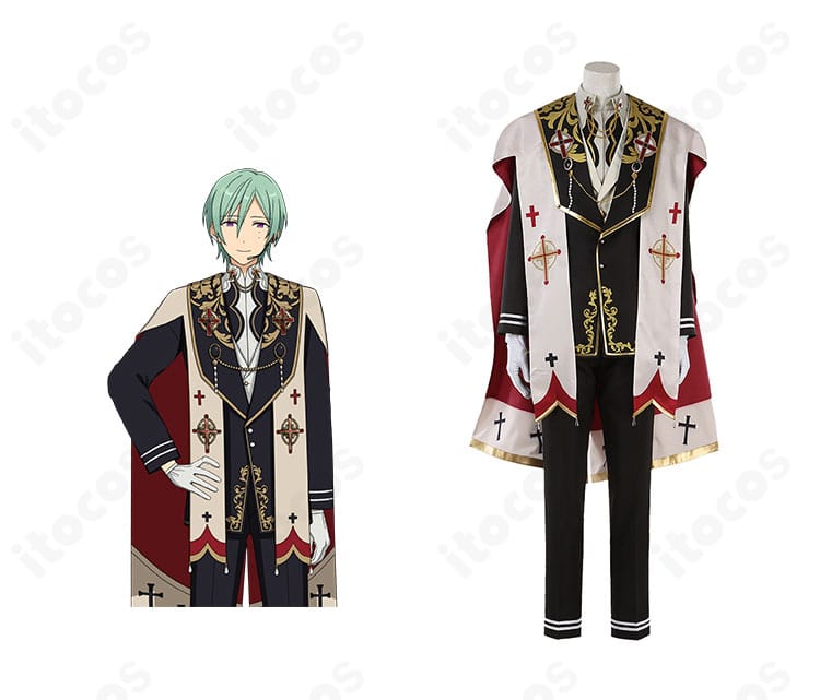 風早巽のブレッシングブラック衣装を着用した正面全身。マントと胸飾りの配置が分かる写真。