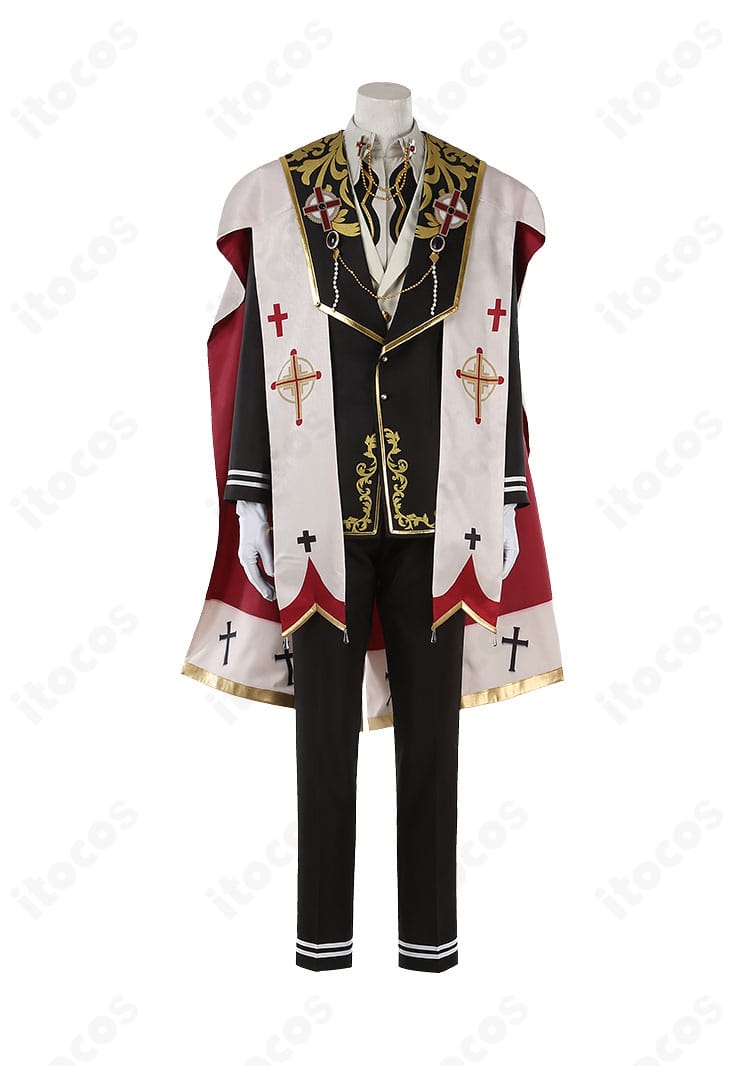 風早巽コスプレ衣装の正面全体像。コートとベストのシルエット、装飾の位置関係が確認できる。